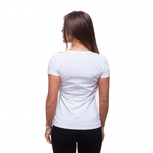 Бяла тениска с черно-бял принт